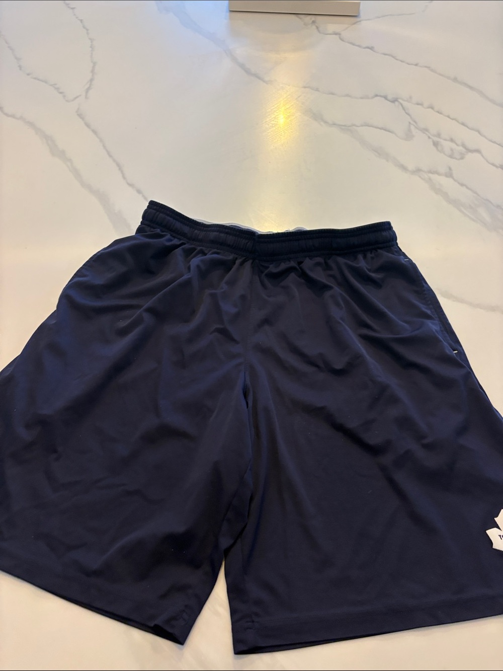 Under Armour Navy Men’s Athletic Shorts with White Maple Leaf Logo